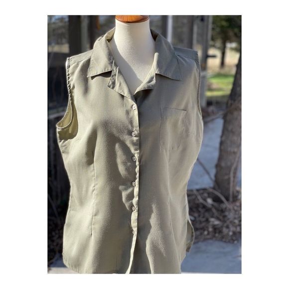 Penman Tank Top Collar Olive Green Button Up Sz XL - Picture 1 of 9